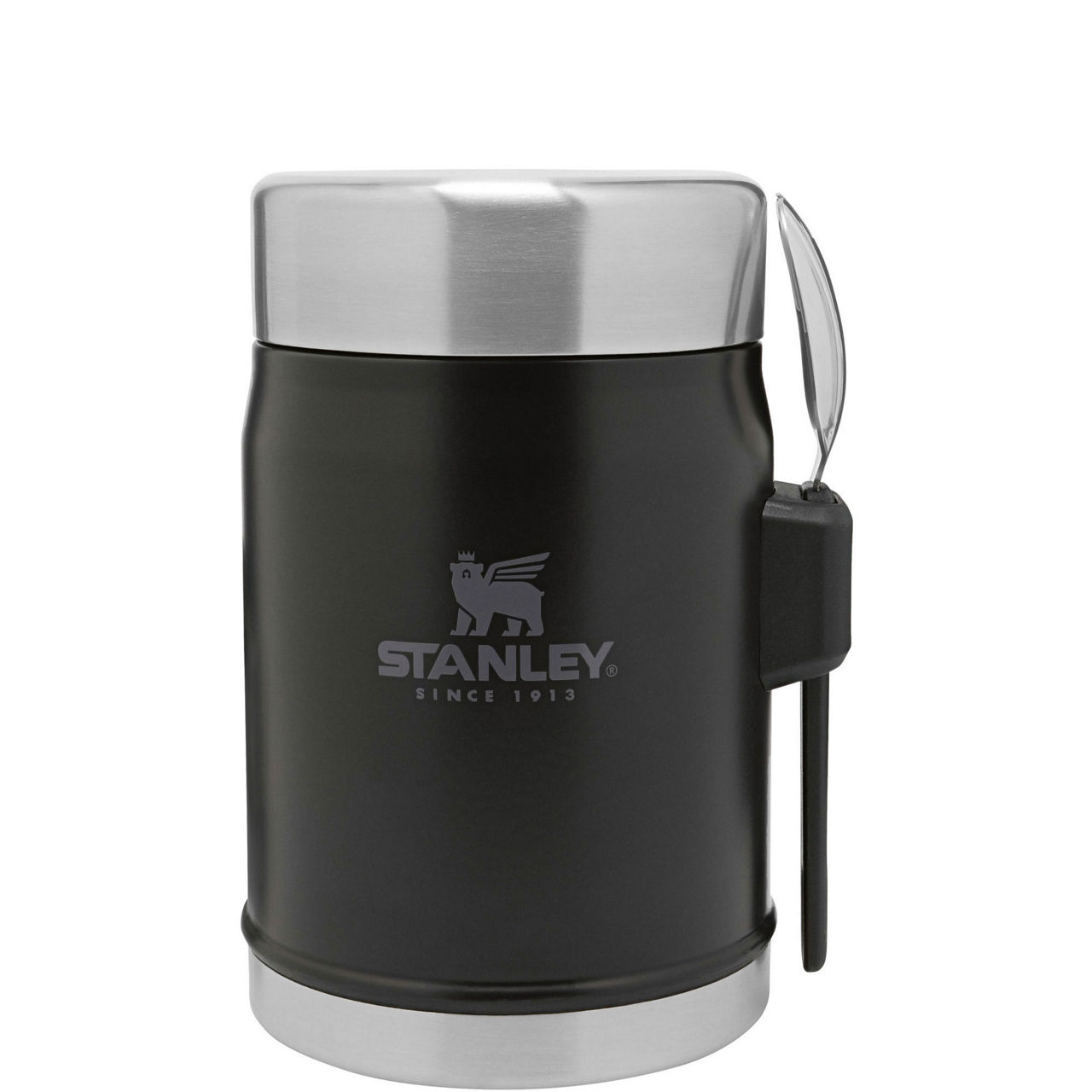 The Matte Black Pebble Classic Legendary Food Jar and Spork 0.4L