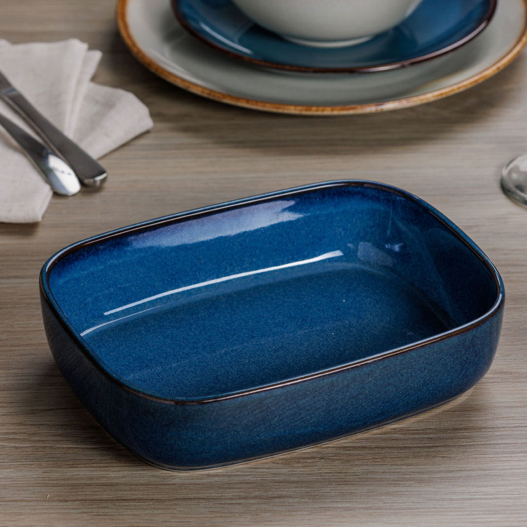 Reactive Blue Rectangular Dish 1.2L