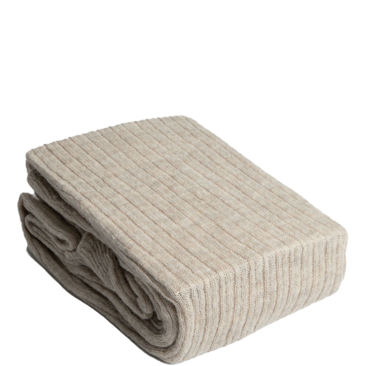 Beige Knitted Ribbed Bed Blanket