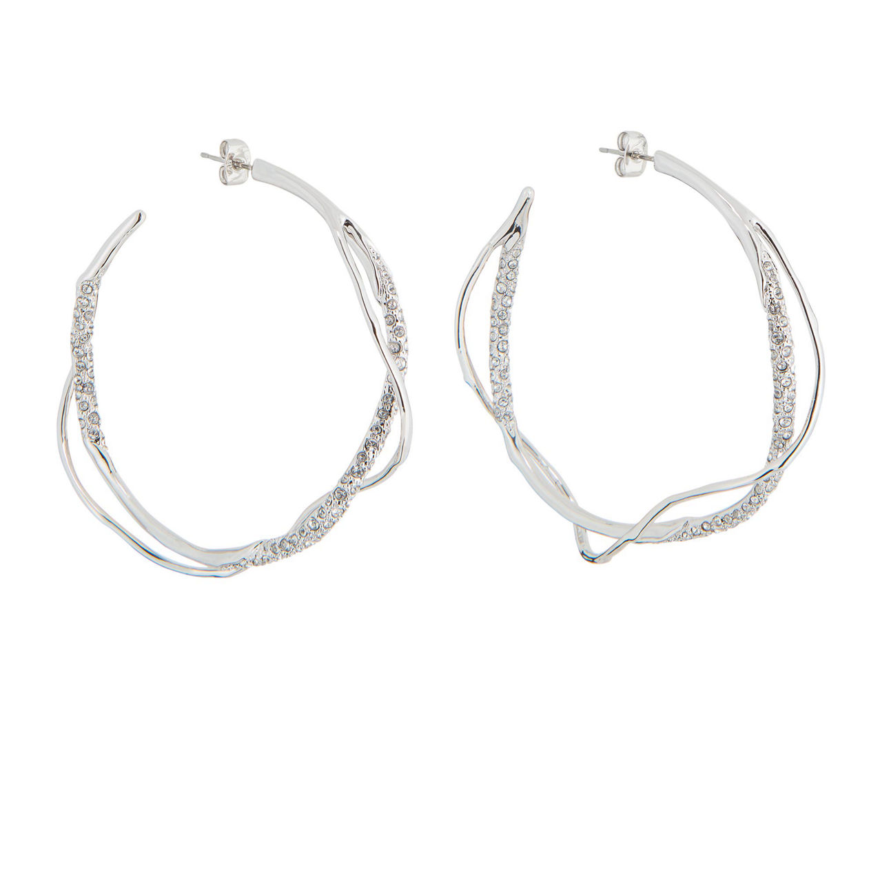 Intertwined Crystal Pave Hoops
