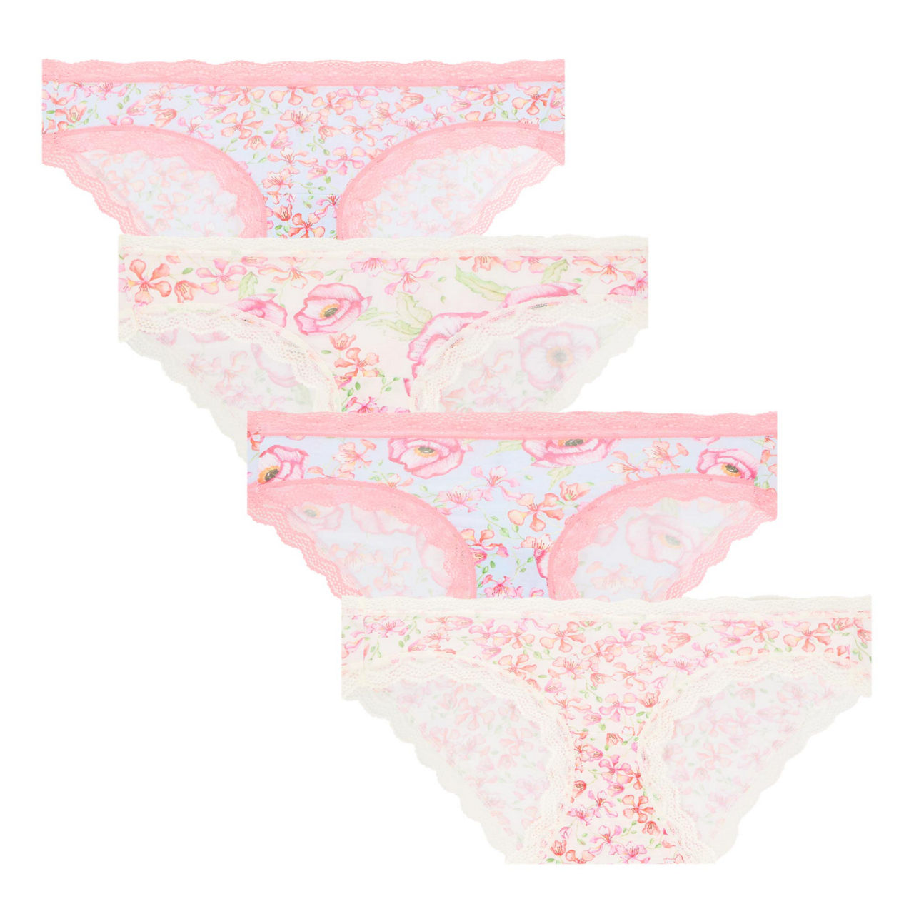 Four-Pack Liquorice Poppy Print Assorted Briefs Four-Pack Liquorice Poppy Print Assorted Briefs