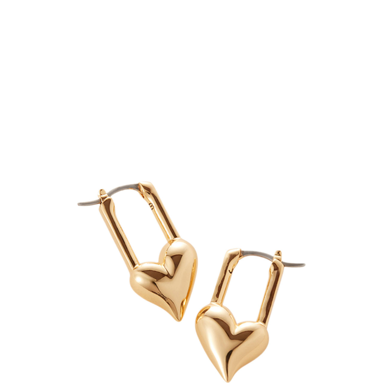 Padlock Gold-Tone Heart Huggie Earrings