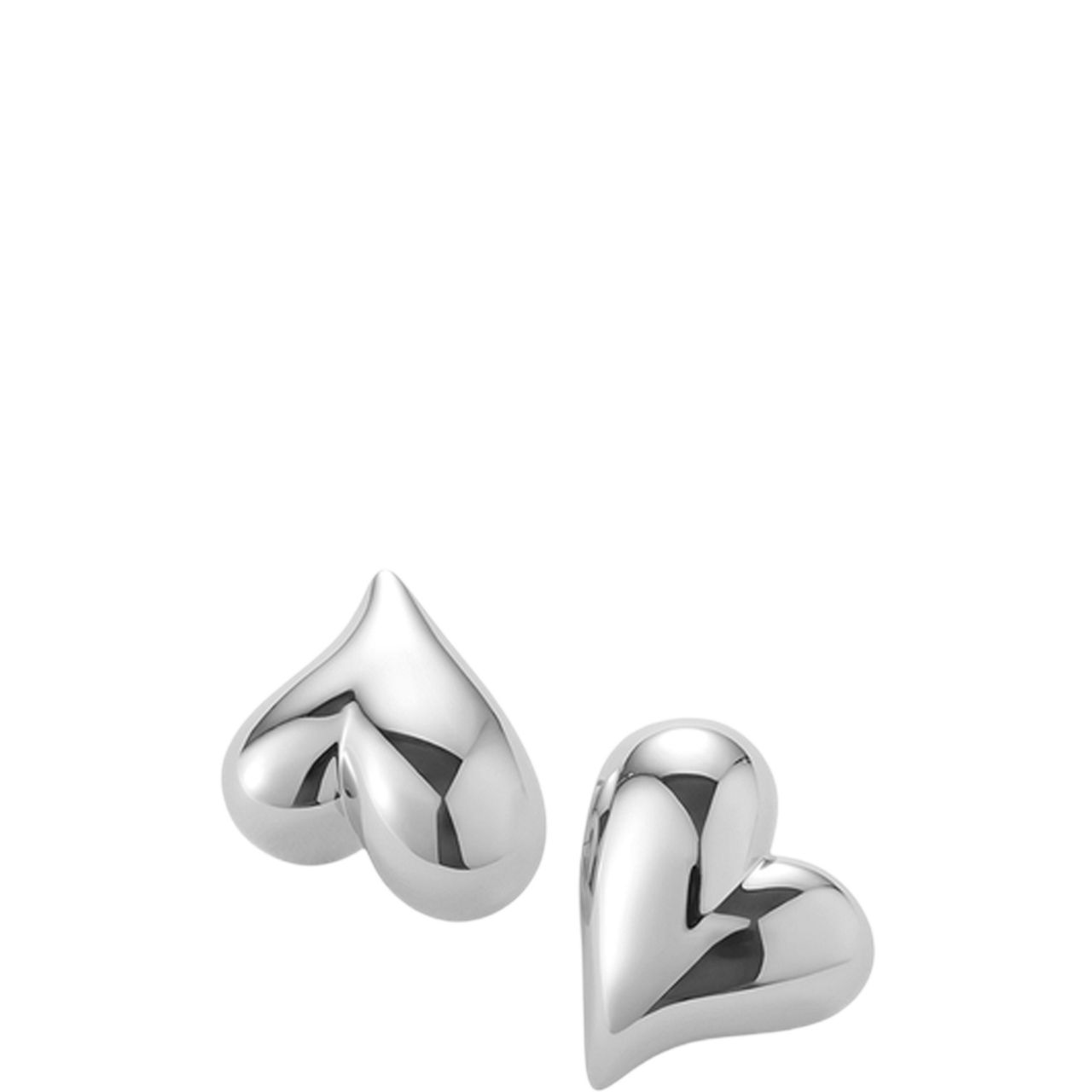 Art Heart Silver-Tone Button Earrings