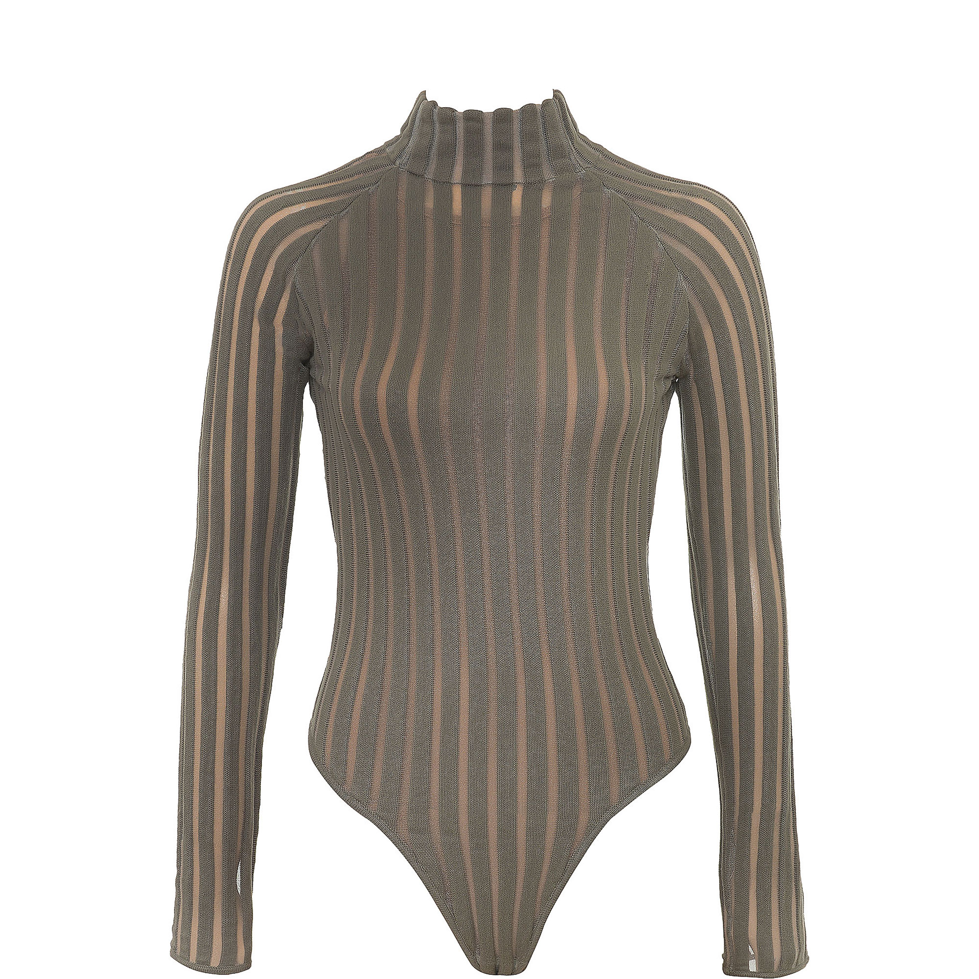 Rowena Velour Sheer Striped Bodysuit