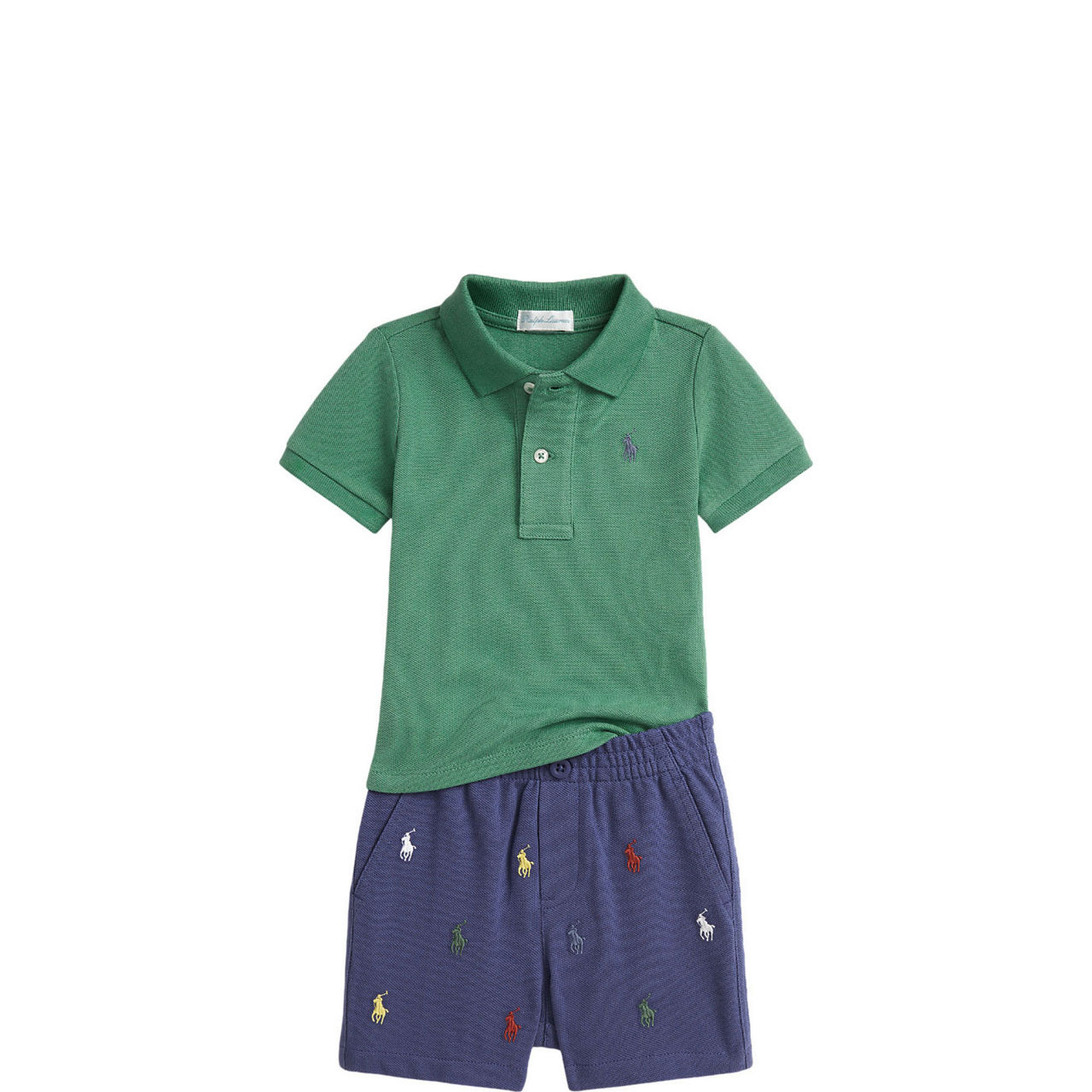 Pony Logo Mesh Polo Shirt & Shorts Two-Piece Set 6-24 Months