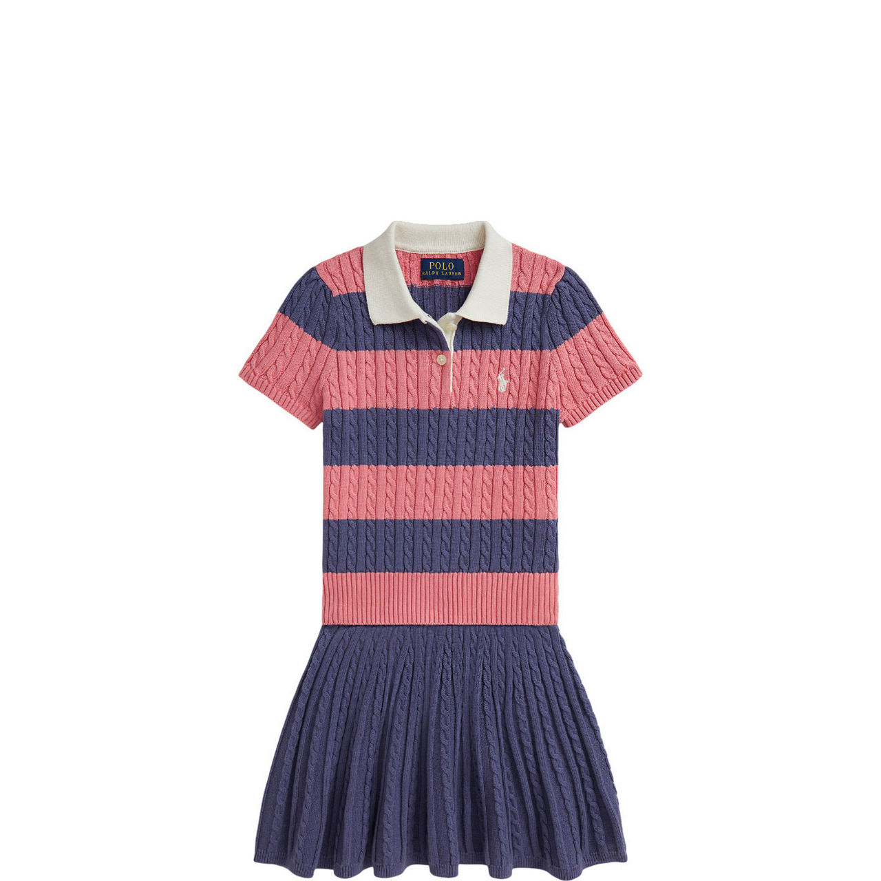 Pony Logo Cable Polo Sweater & Skirt Two-Piece Set 3-6 Years