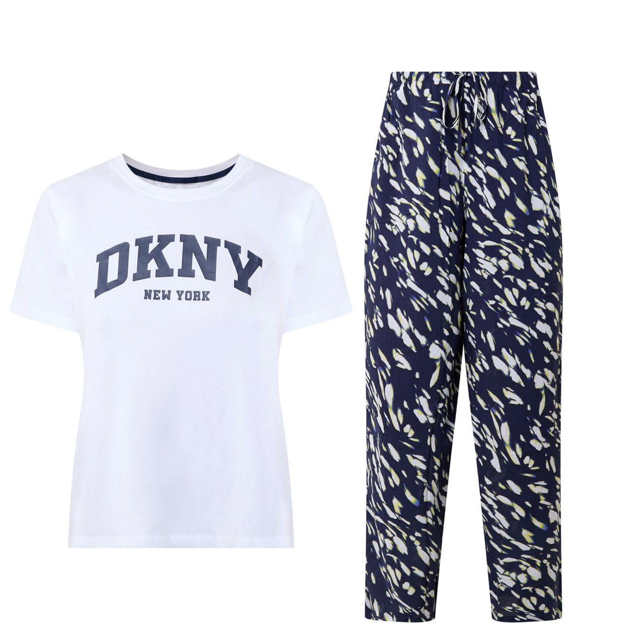 Logo T-Shirt & Abstract Print Bottoms Pyjama Set