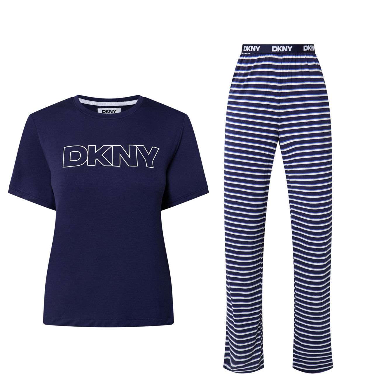 Logo T-Shirt & Striped Bottoms Pyjama Set