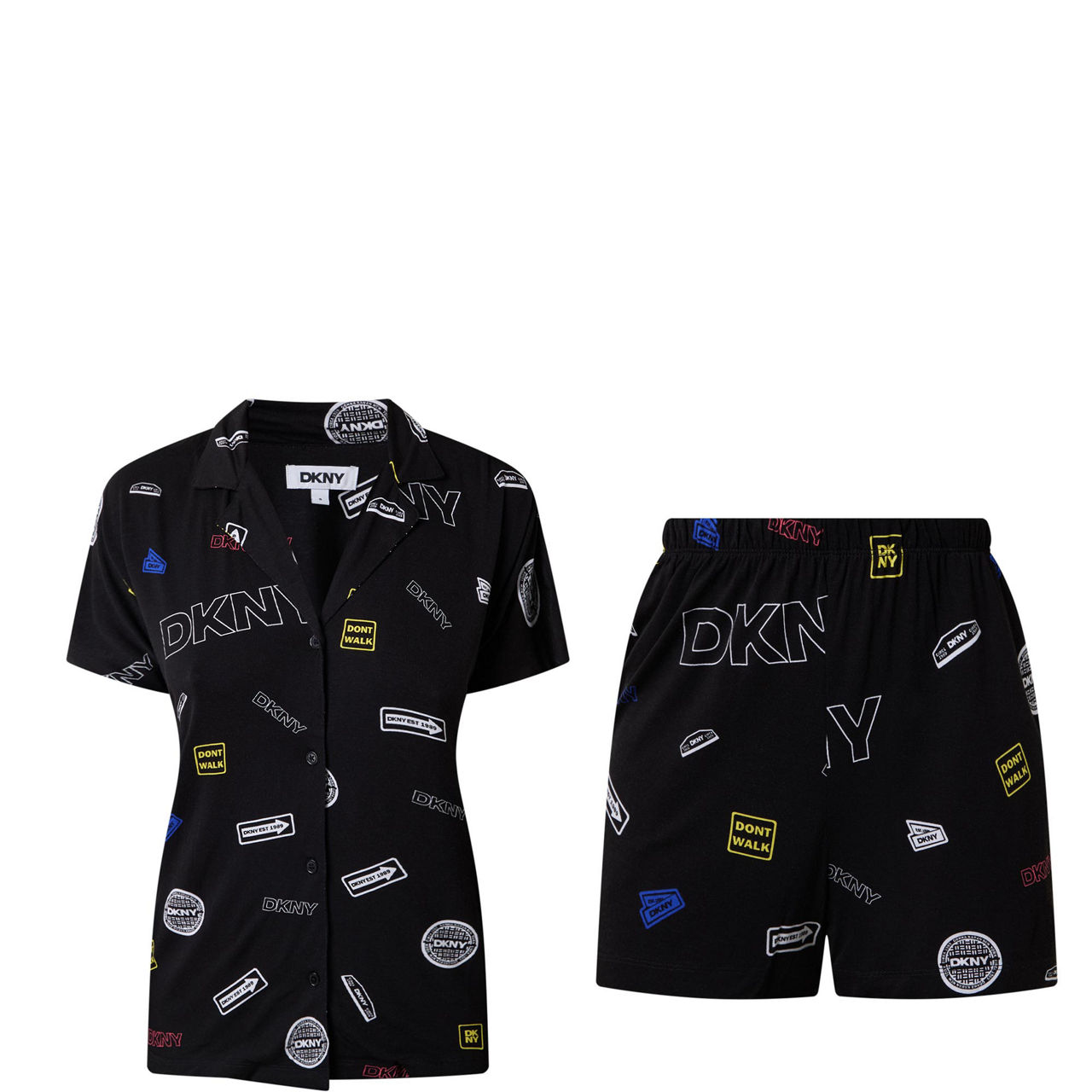 Logo Badge Print Top & Shorts Pyjama Set