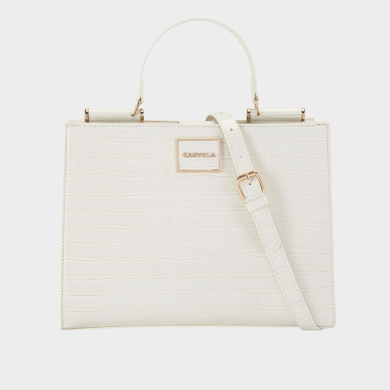 Jessica Croc-Embossed Medium Tote Bag