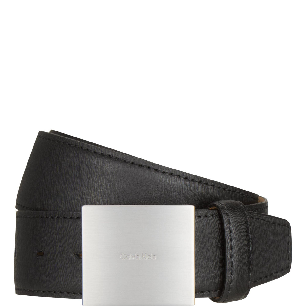Logo Plaque Leather Belt