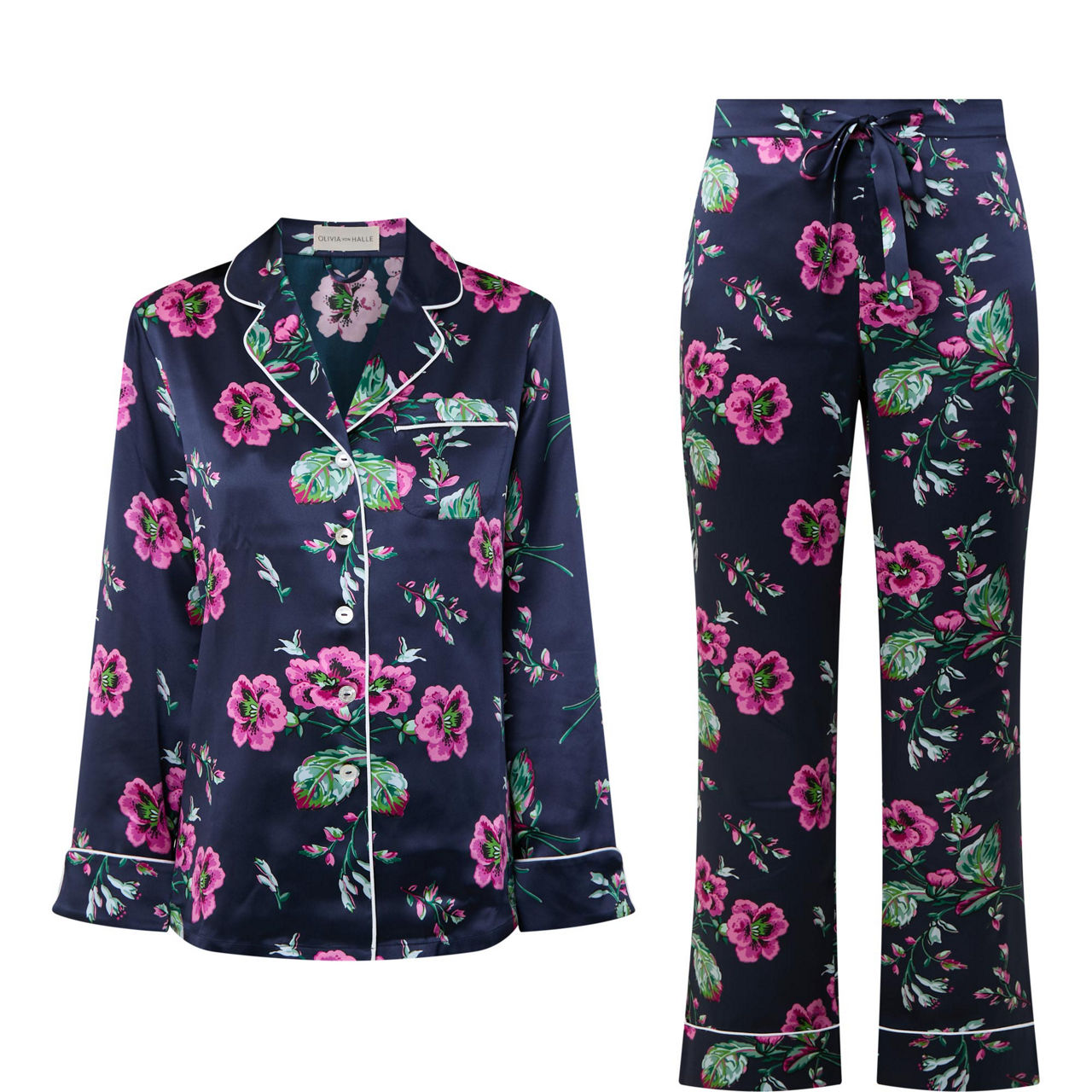 Lila Floral Silk Pyjama Set