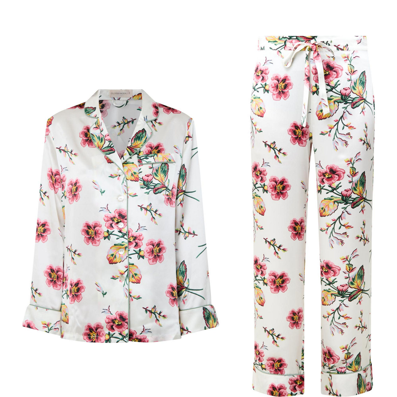 Lila Floral Silk Pyjama Set