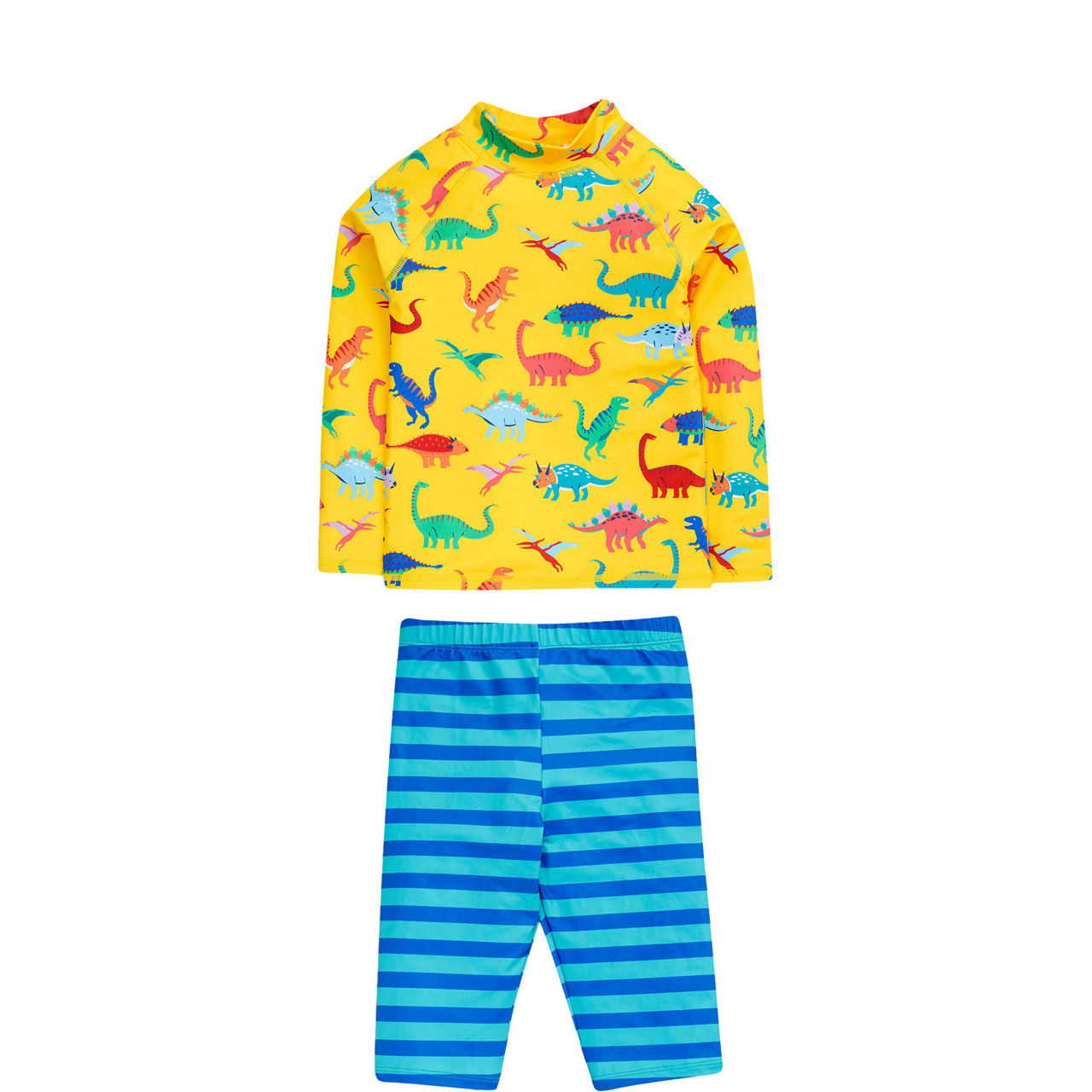 Sun Safe Striped Dinosaur Two-Piece Swim Set