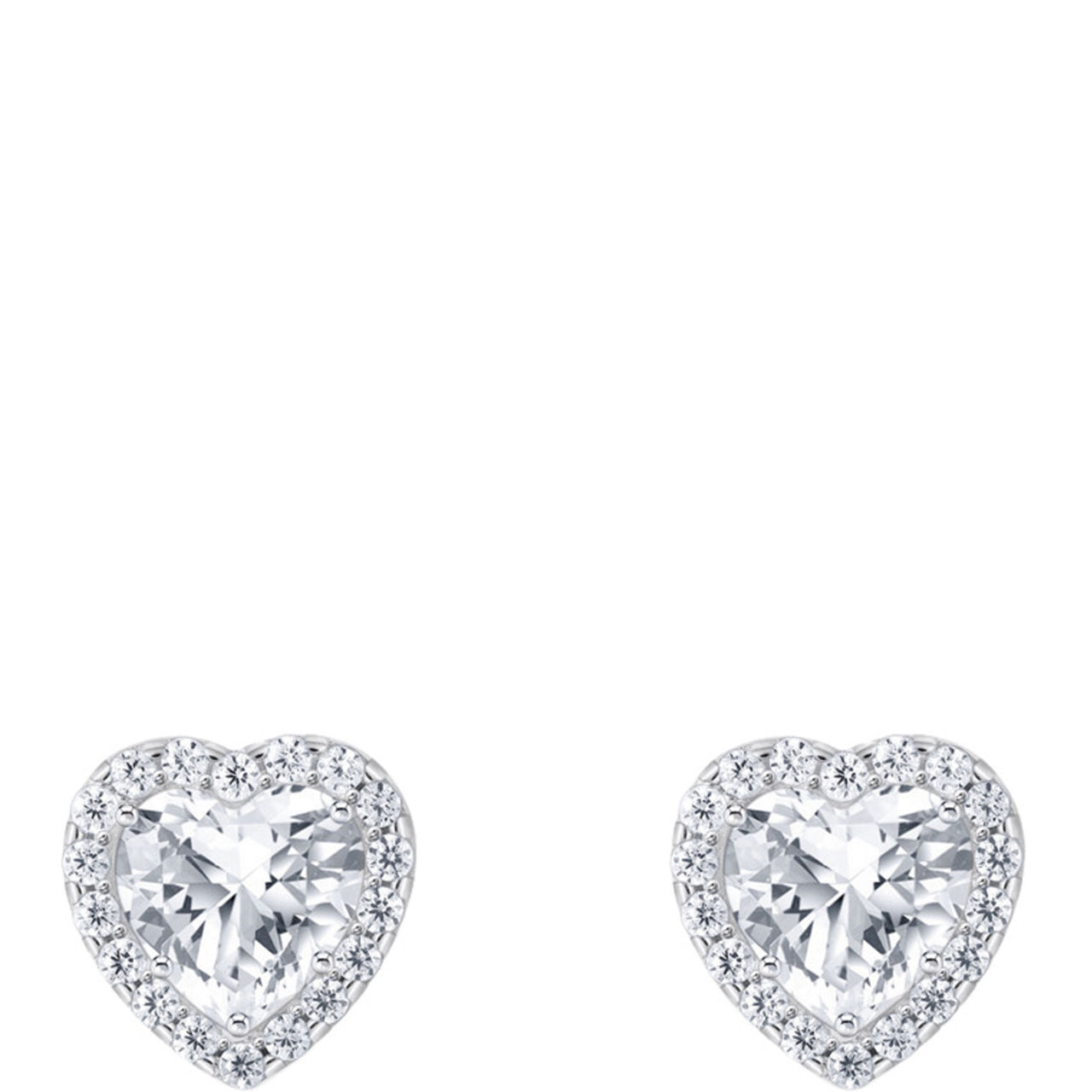 Heart-Shaped Zirconia Halo Stud Earrings