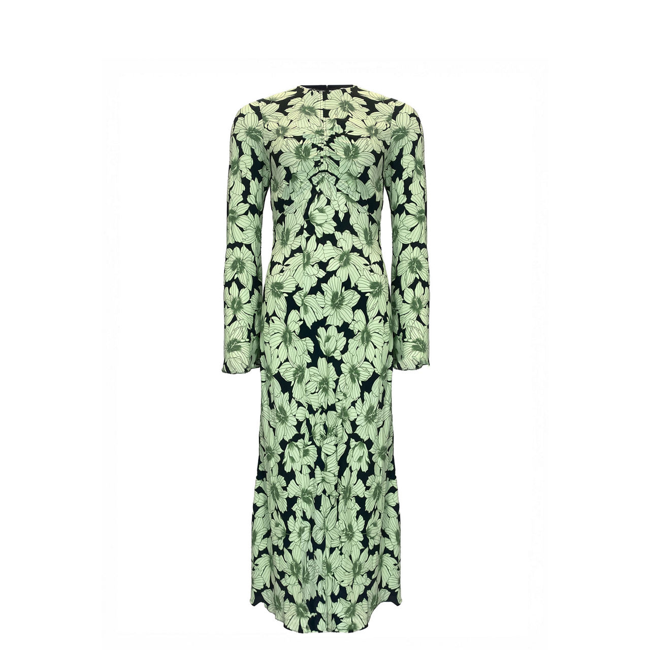 Flute Sleeve Floral Dress