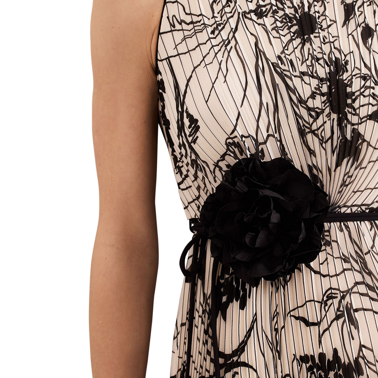 Sandra Floral Pleated Flared Dress