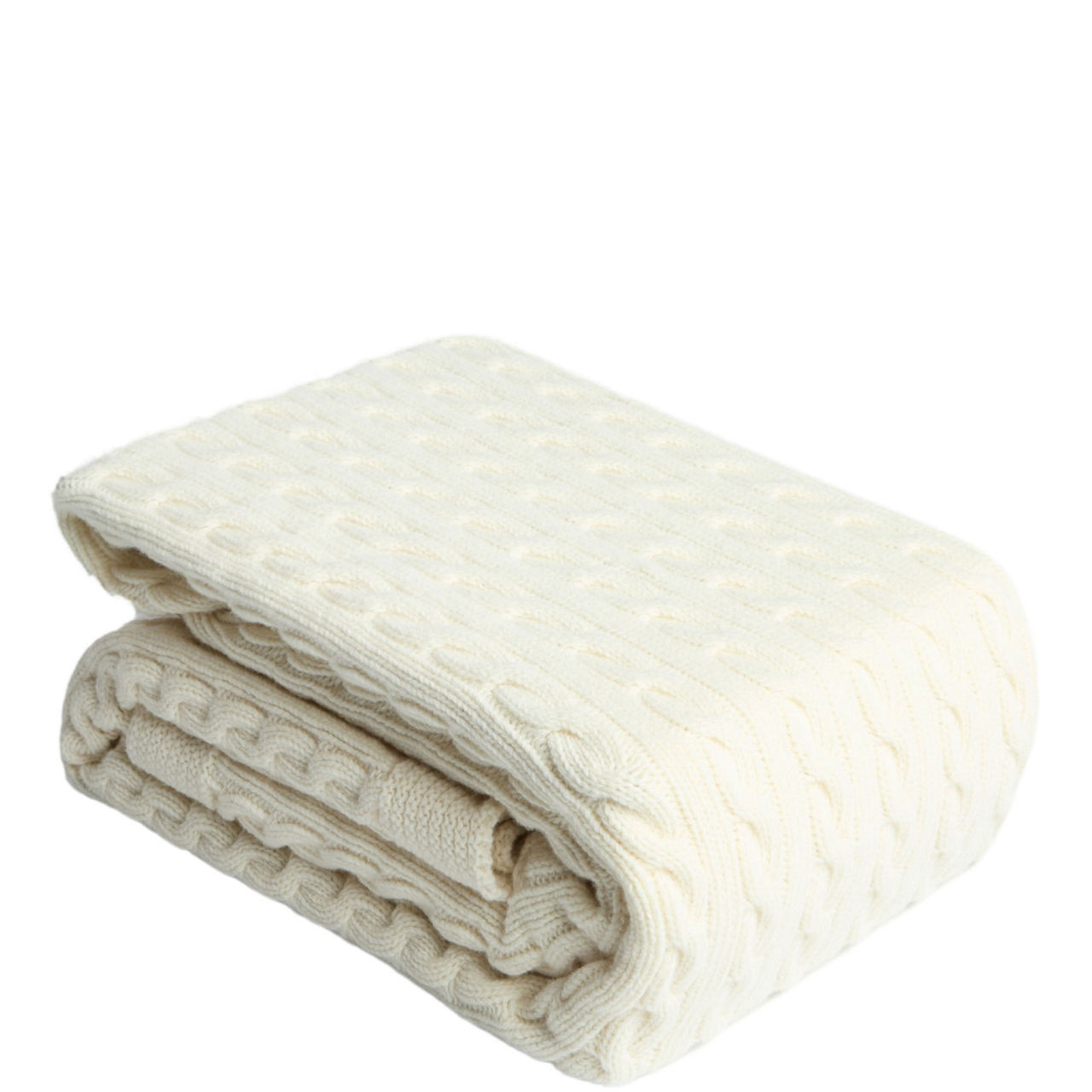 Cable Knit Cream Merino Bed Blanket