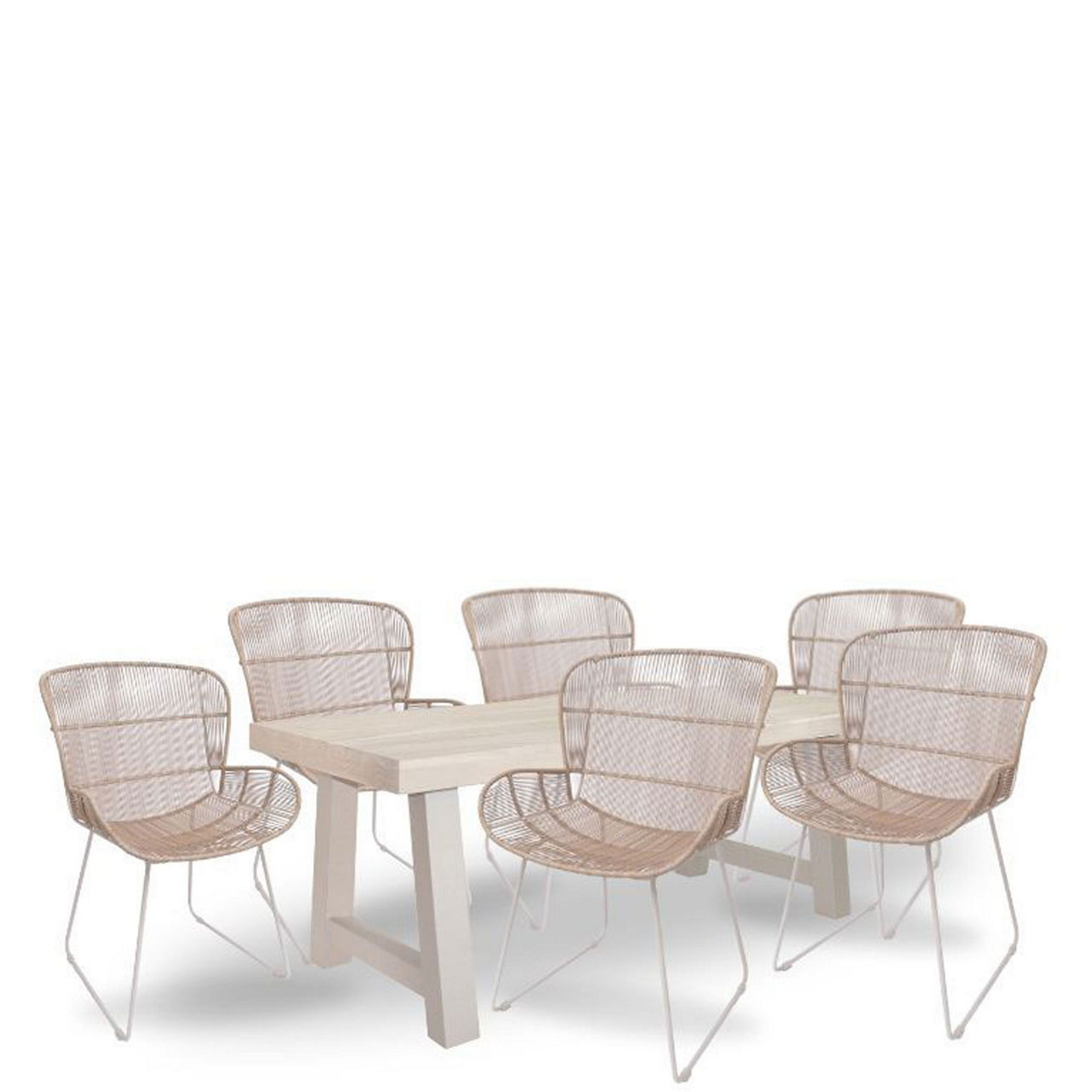 Kingsville Garden Dining Set Linen 195cm