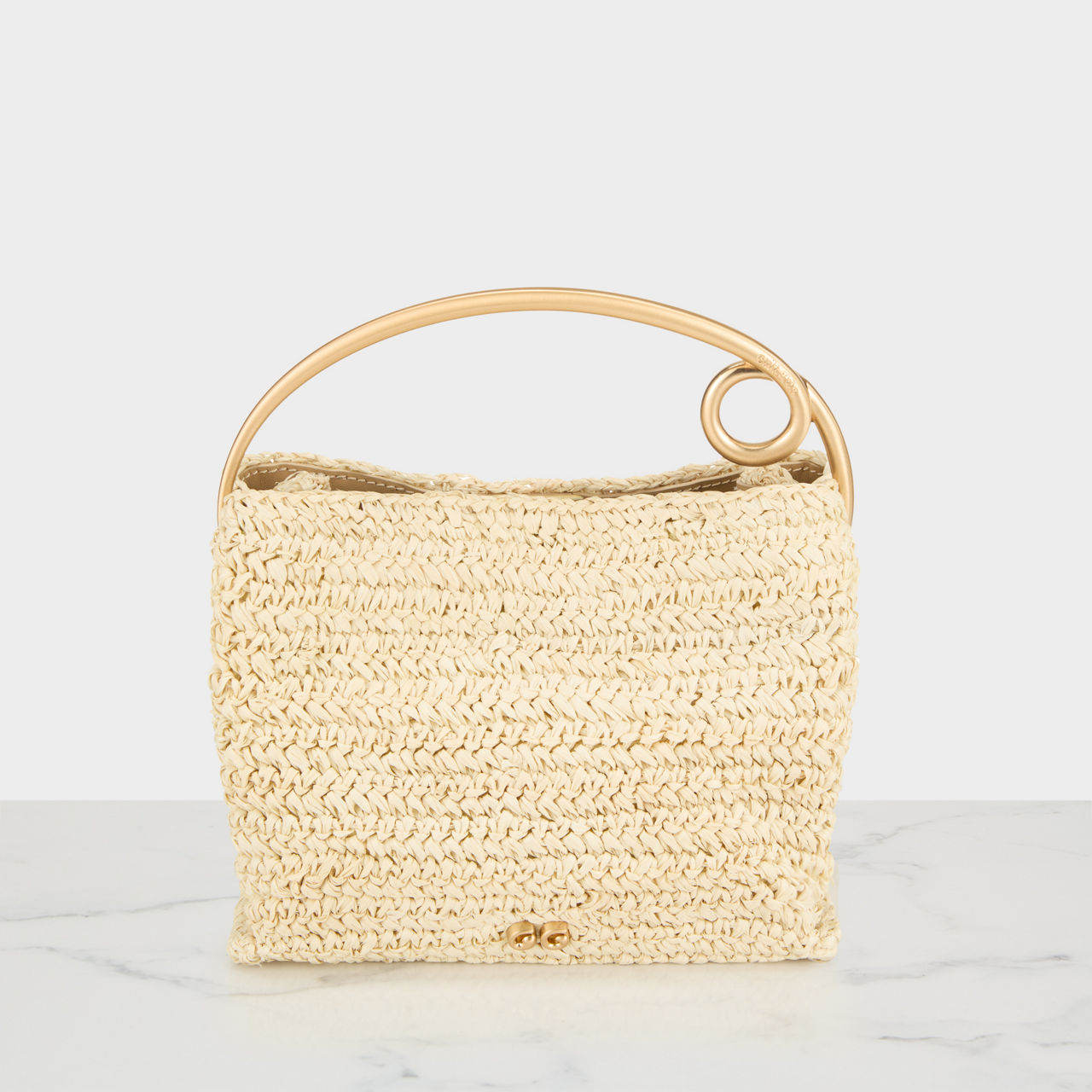 Lalli Crochet Raffia Top Handle Bag
