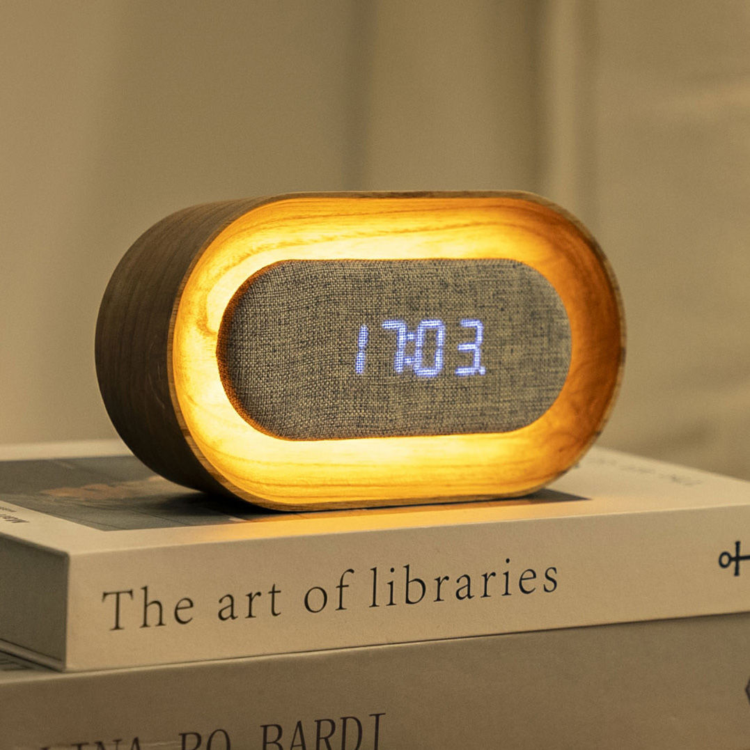 Lumos Oval White Ash Clock
