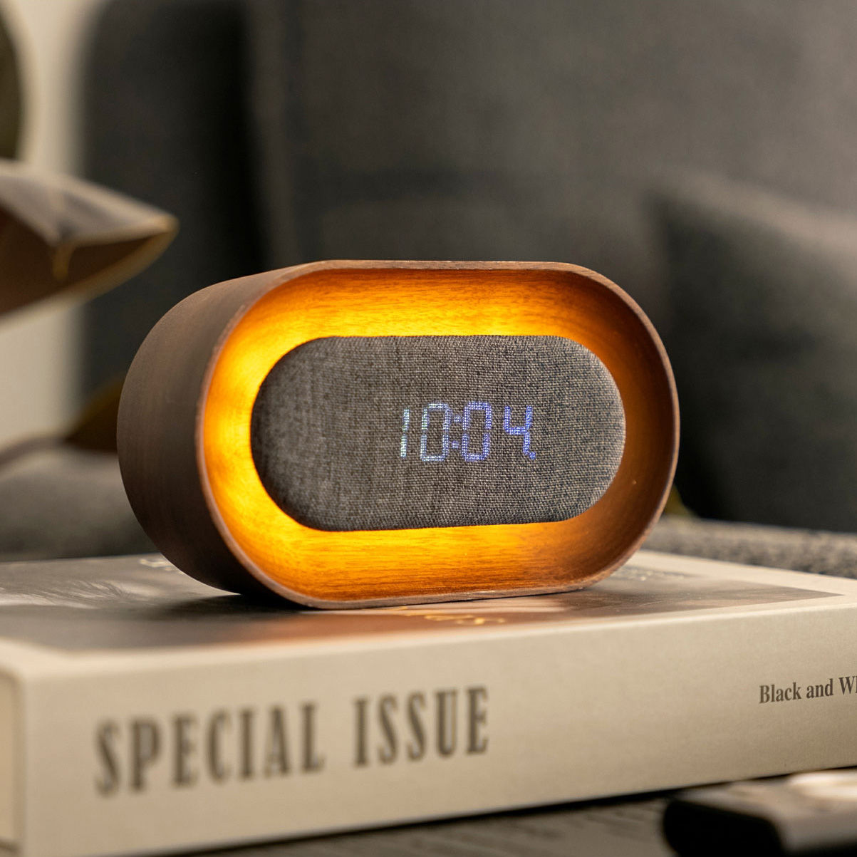 Lumos Oval Walnut Clock
