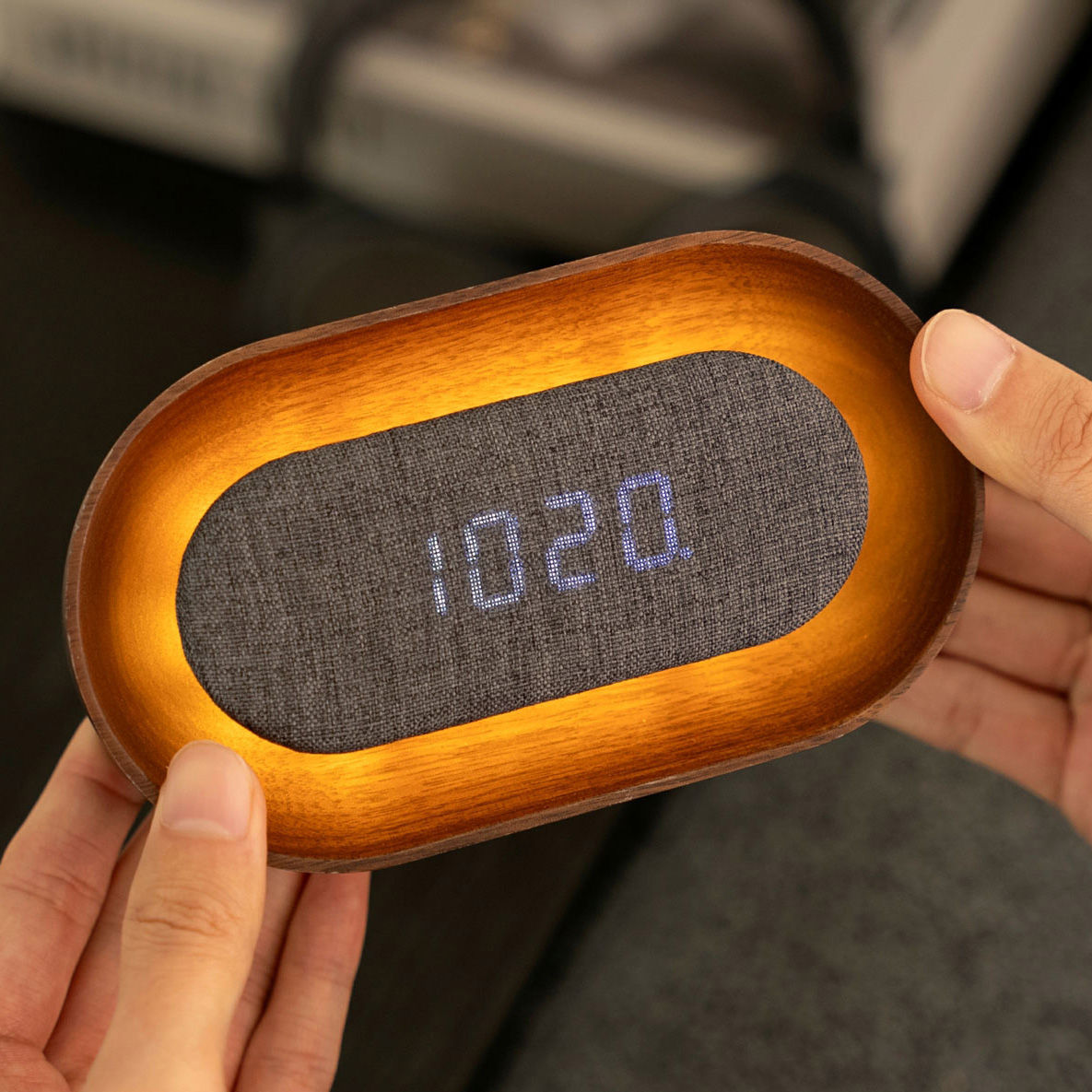 Lumos Oval Walnut Clock