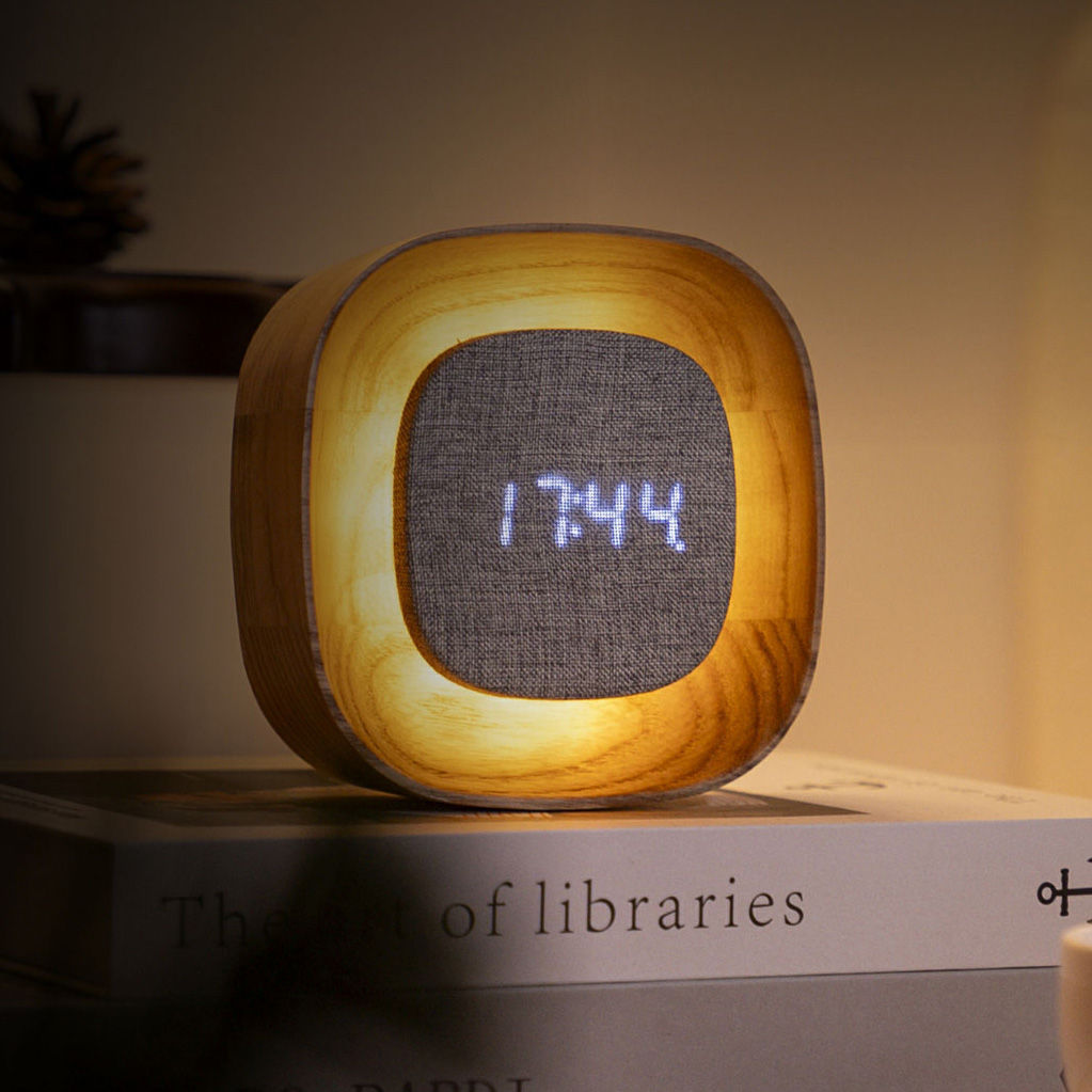 Lumos Square White Ash Clock