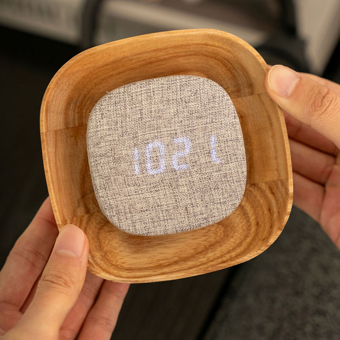 Lumos Square White Ash Clock