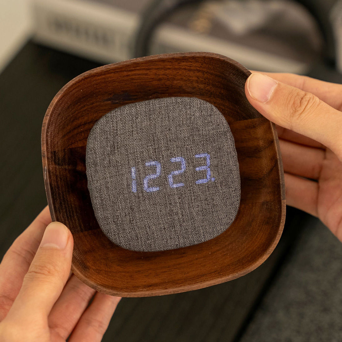 Lumos Square Walnut Clock