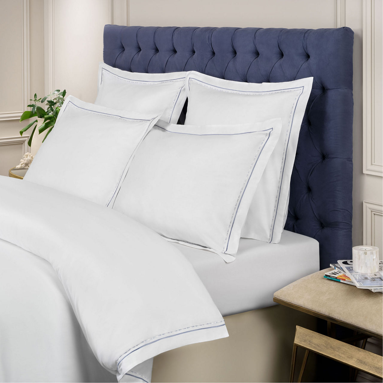 Amadora Standard Pillow Case White/Grey