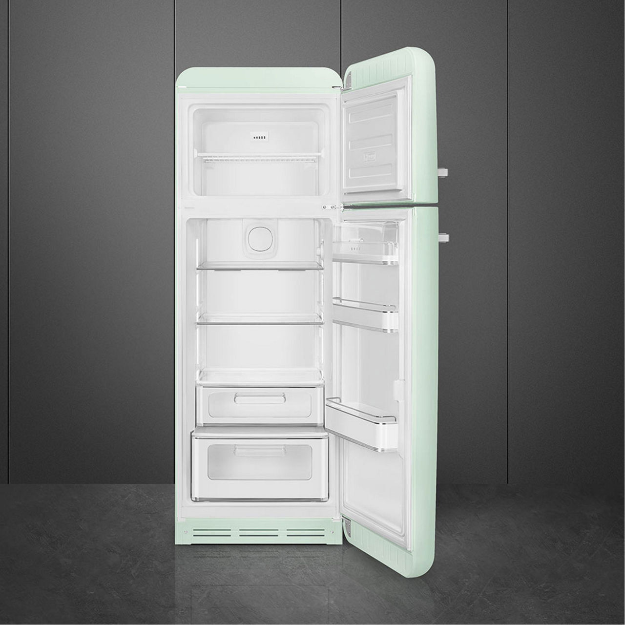 60cm 50s Style Right Hand Hinge Fridge Freezer Pastel Green 60cm 50s Style Right Hand Hinge Fridge Freezer Pastel Green
