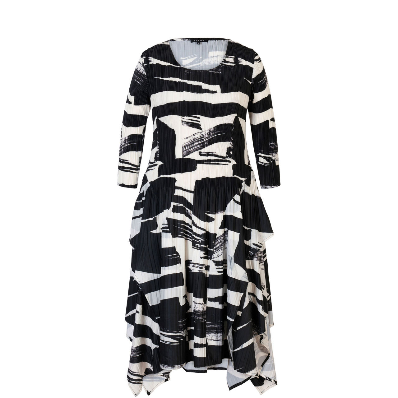 Artistic Brush Strokes Plissé Dress