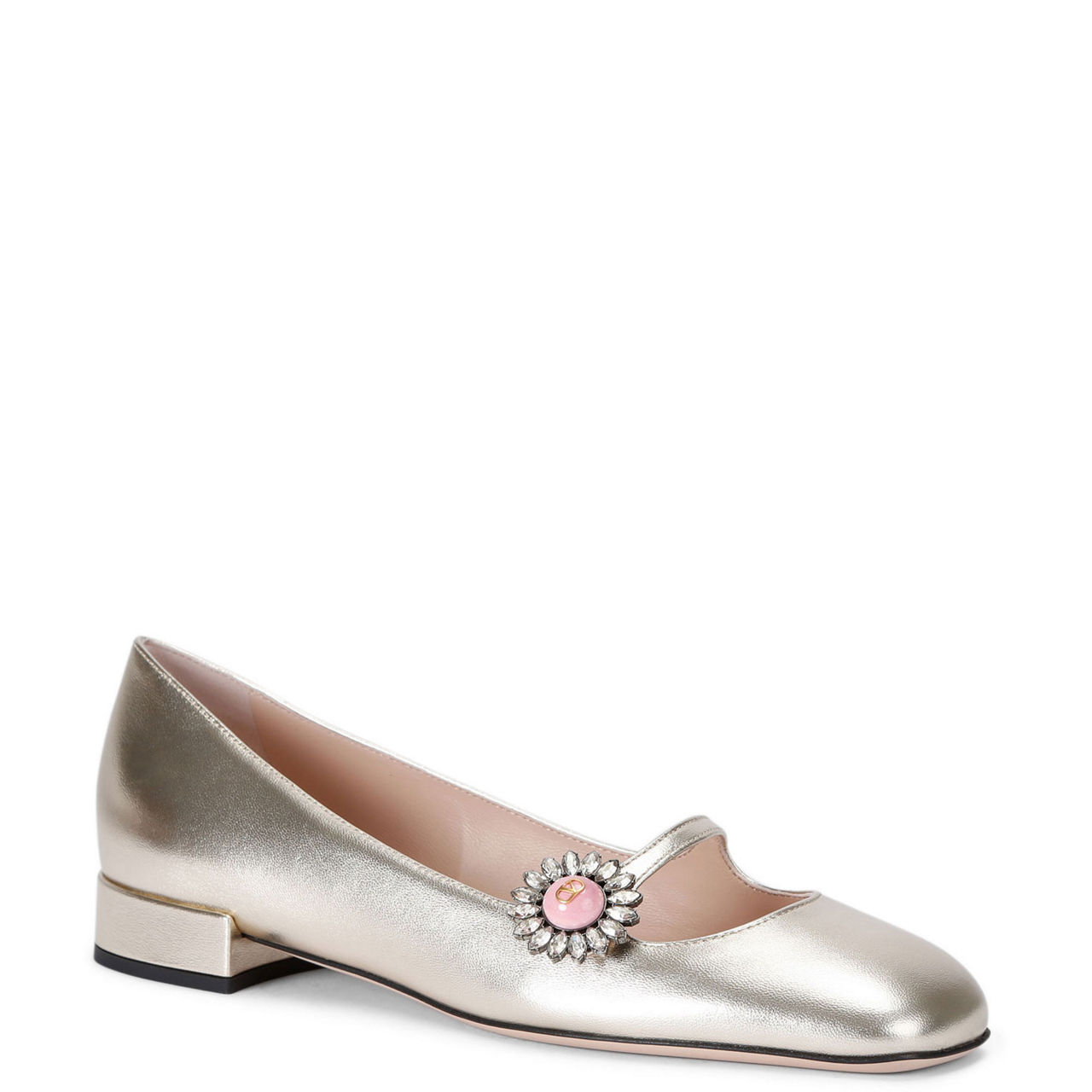 Embellished Metallic Ballerina Flats