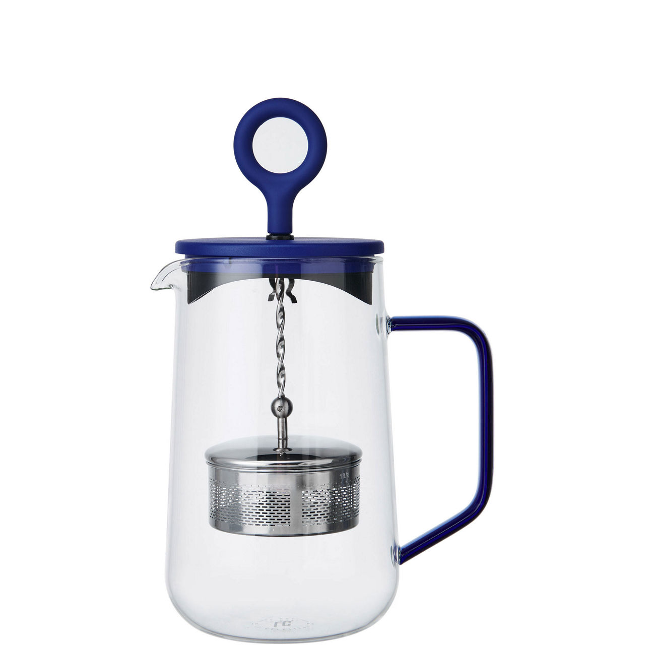 Gyro 4-Cup Glass Spinning Tea Infuser with Blue Lid 1.25L