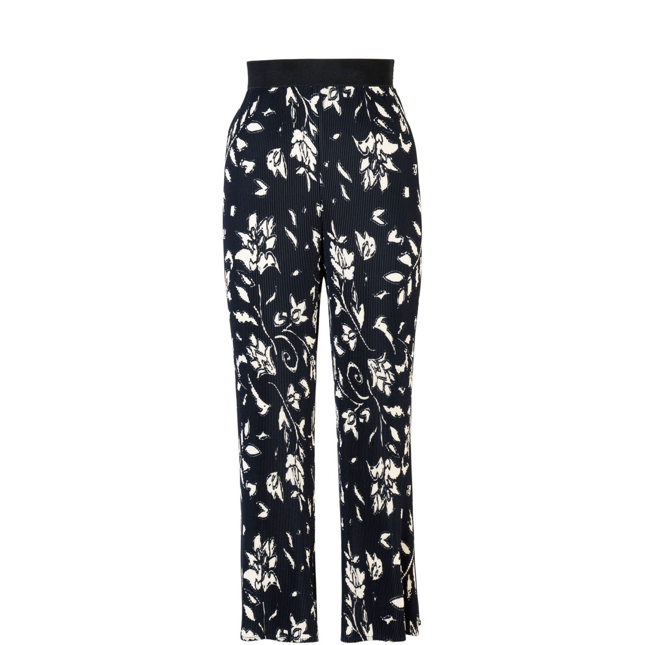 Floral Print Plissé Pleated Trousers