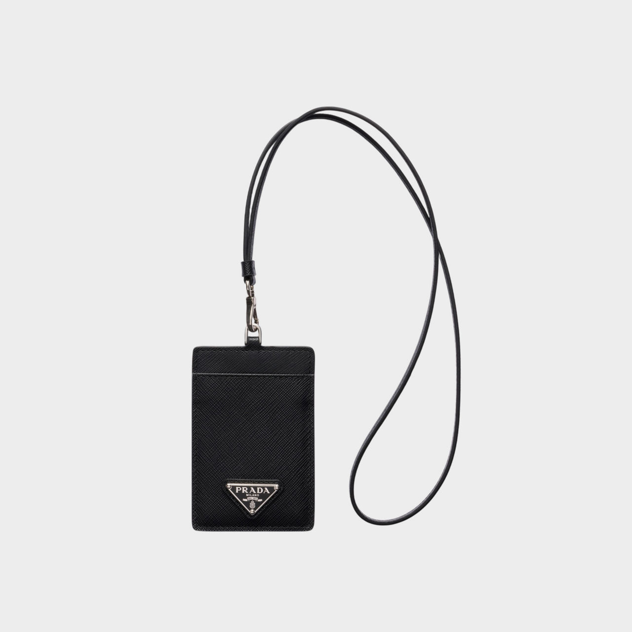 Logo Saffiano Leather Badge Holder