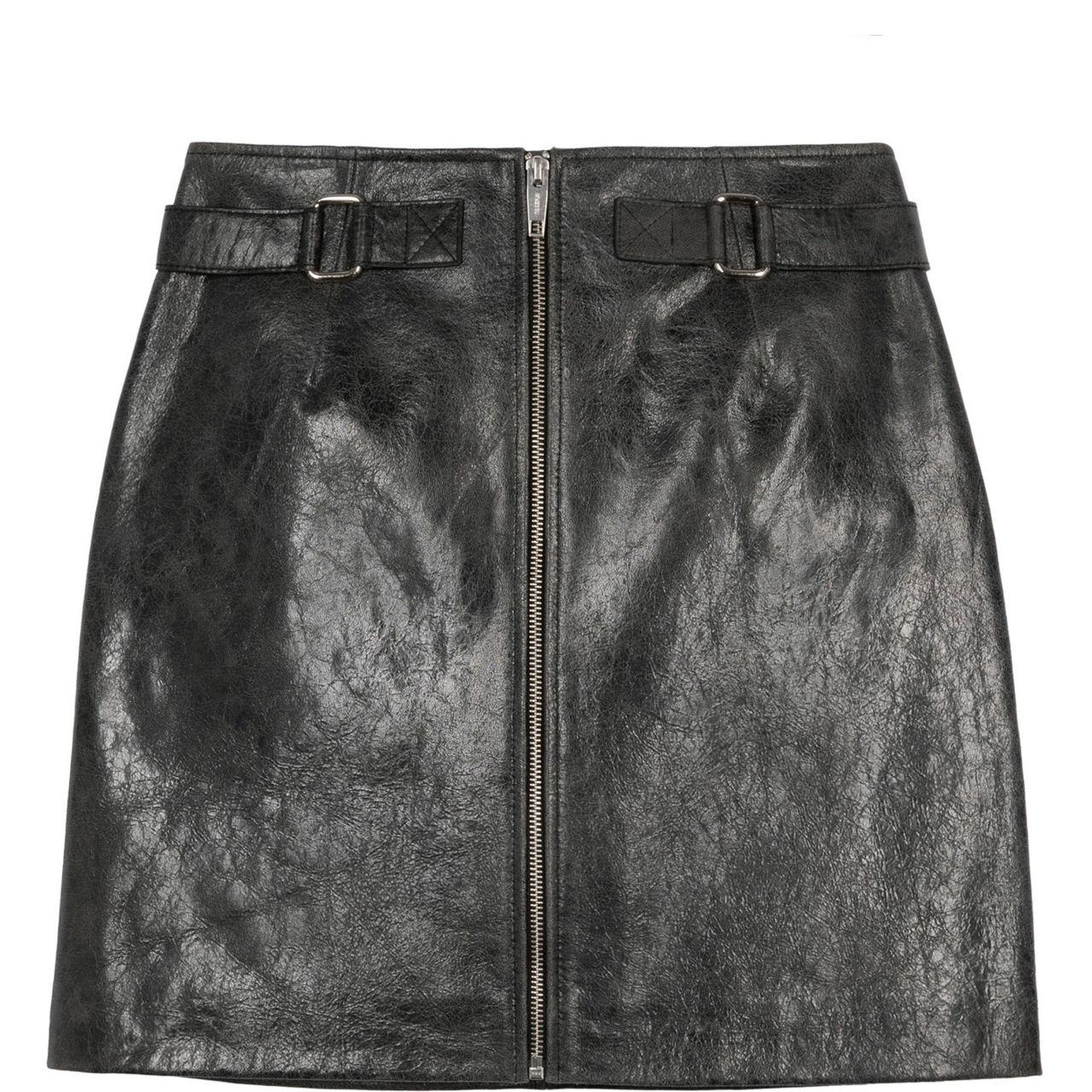 Distressed Mini Leather Skirt