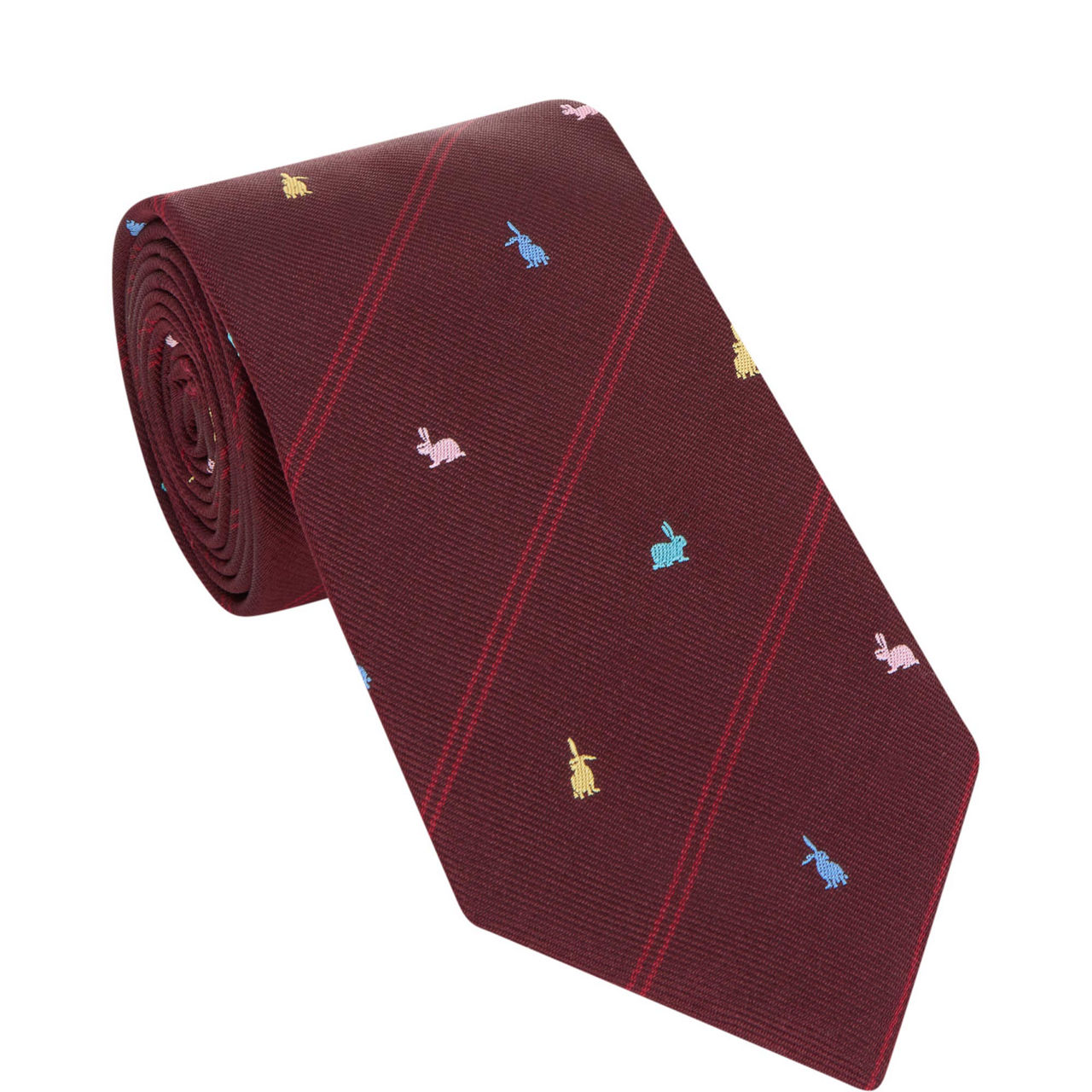 Rabbit Stripe Silk Tie