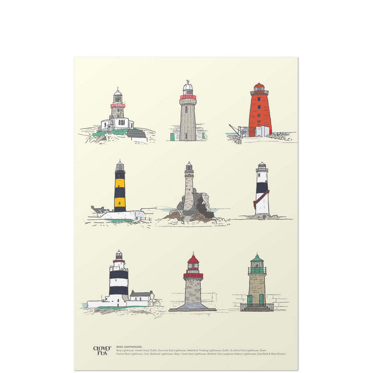 Irish Lighthouses Print A4