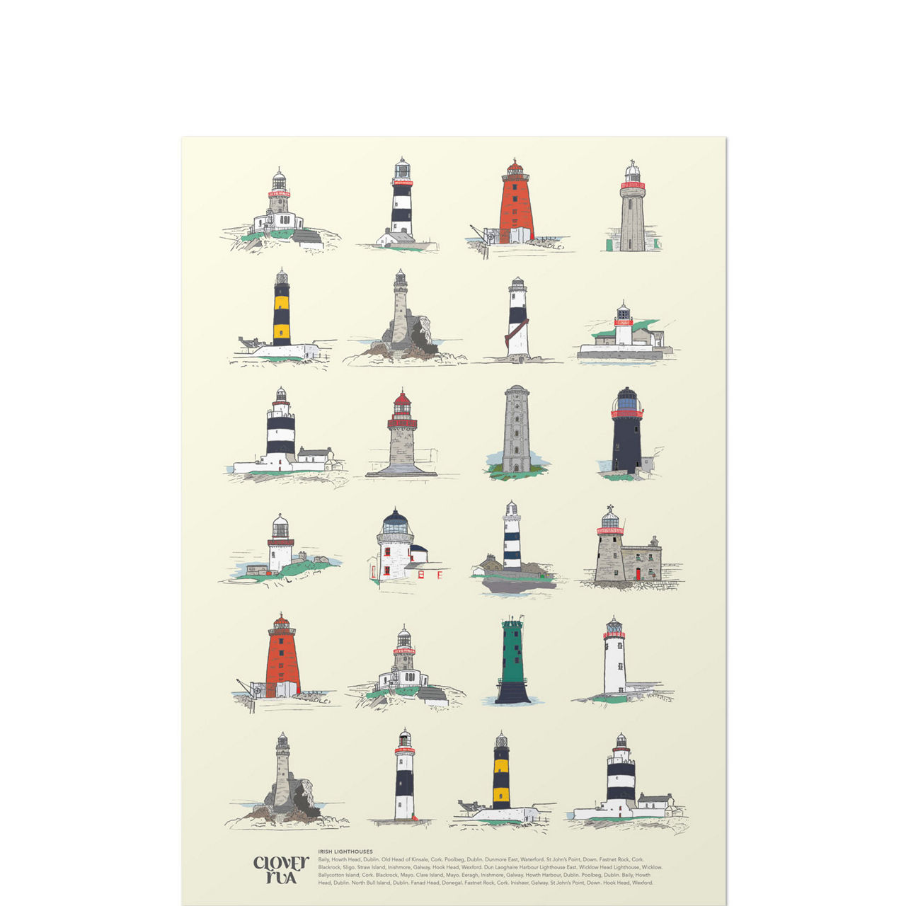 Irish Lighthouses Print A3