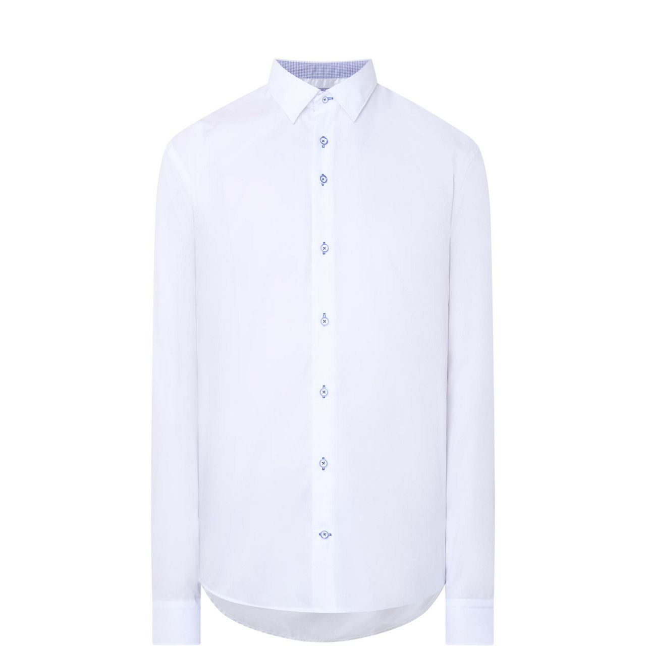 Solid Geometric-Trim Single-Cuff Shirt