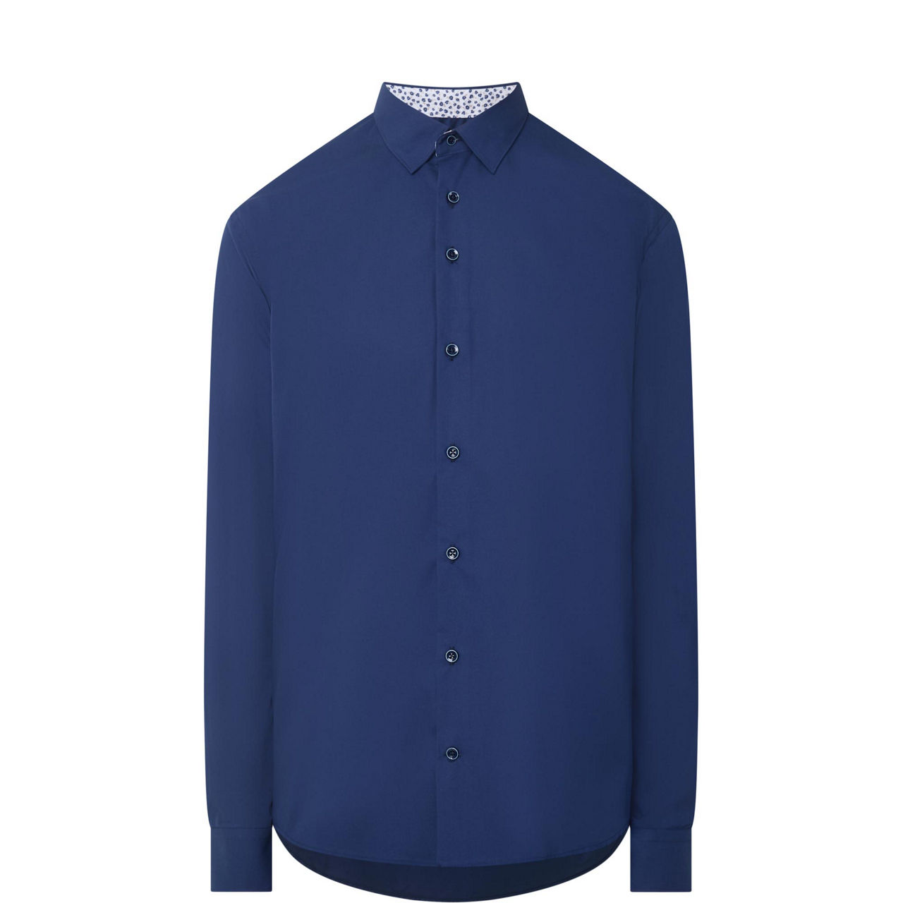 Solid Floral-Trim Single-Cuff Shirt