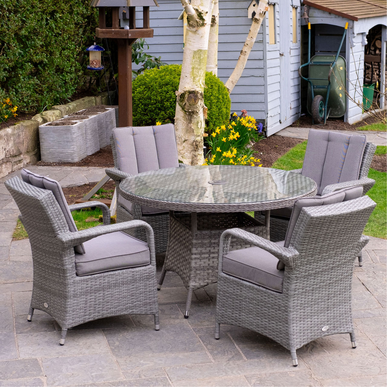Havana Deluxe 4 Seater Set with 120cm Round Table Grey Havana Deluxe 4 Seater Set with 120cm Round Table Grey