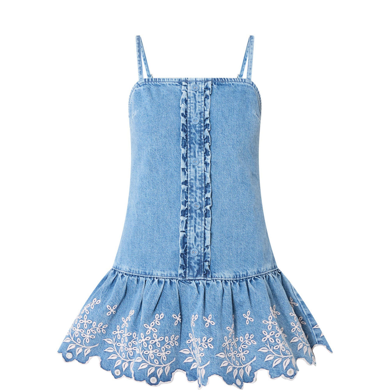 Lana Embroidered Denim Mini Dress