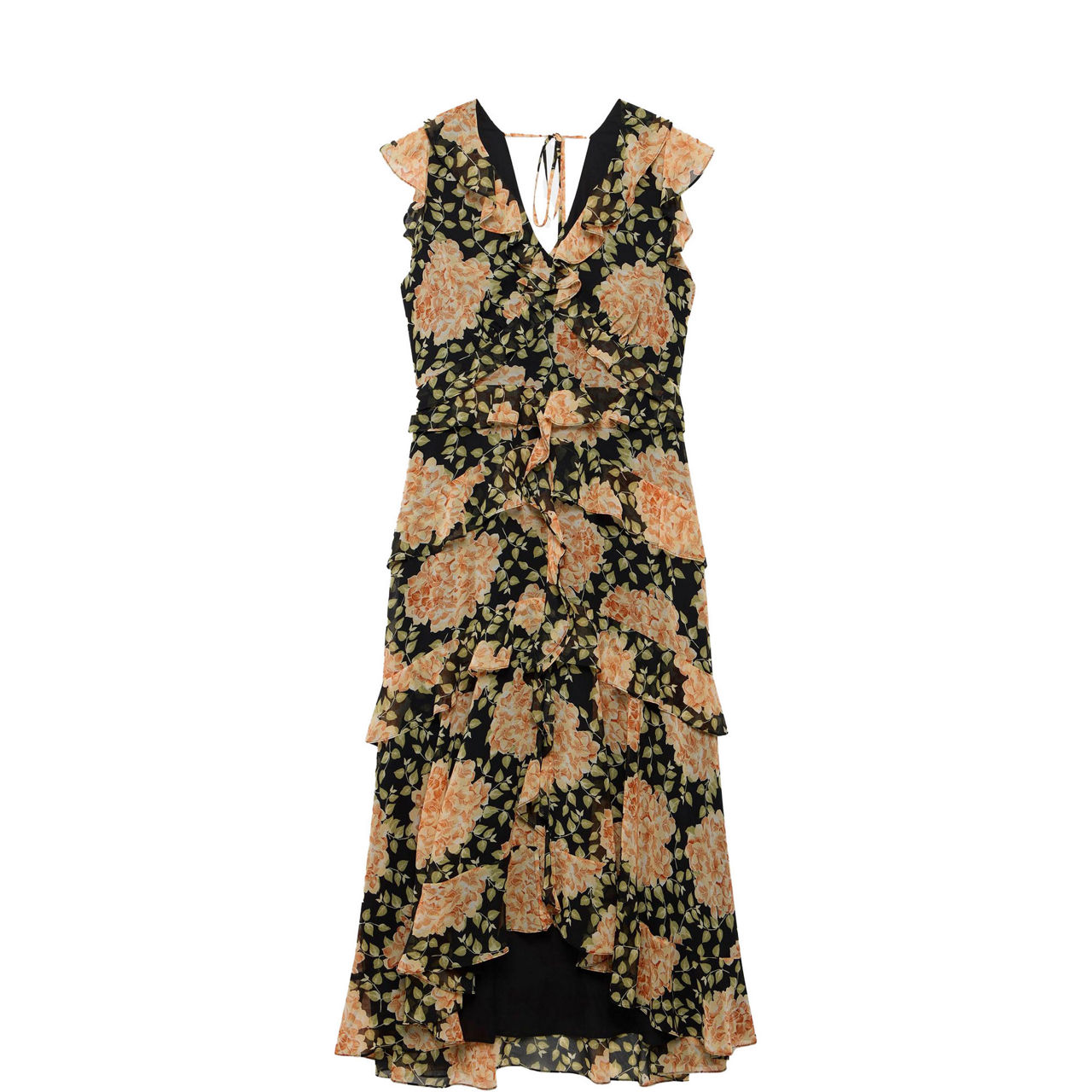 Floral Ruffle Waterfall Dress