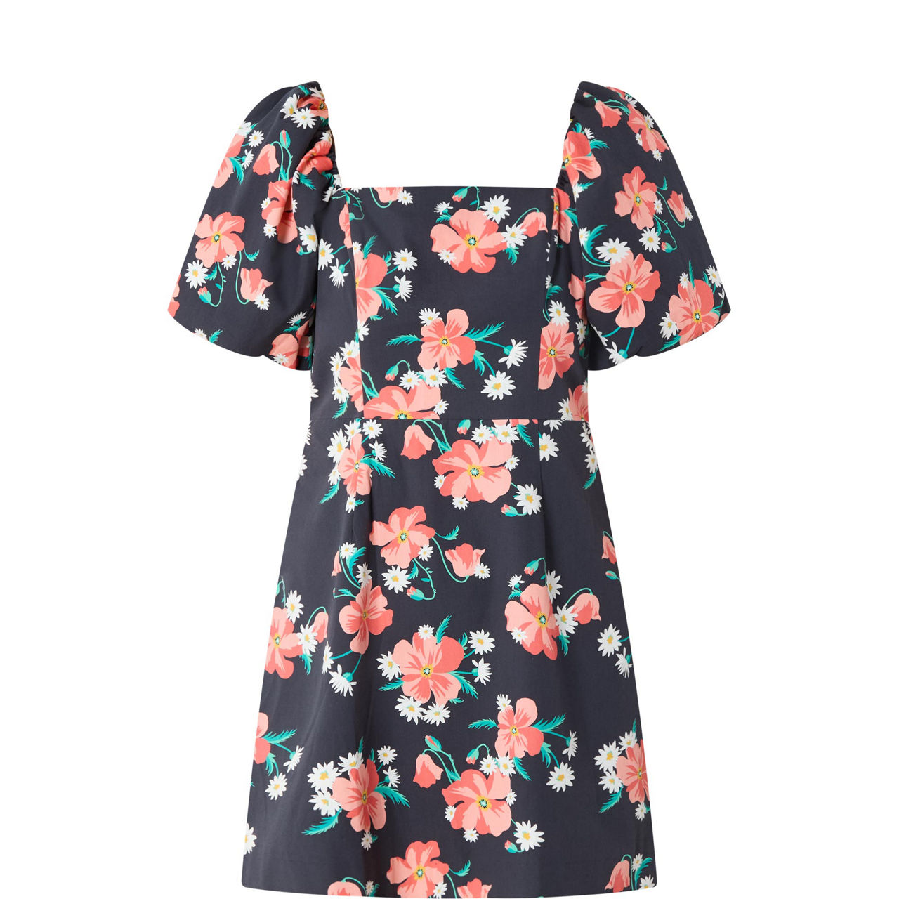 Poppy Puff-Sleeve Floral Mini Shift Dress