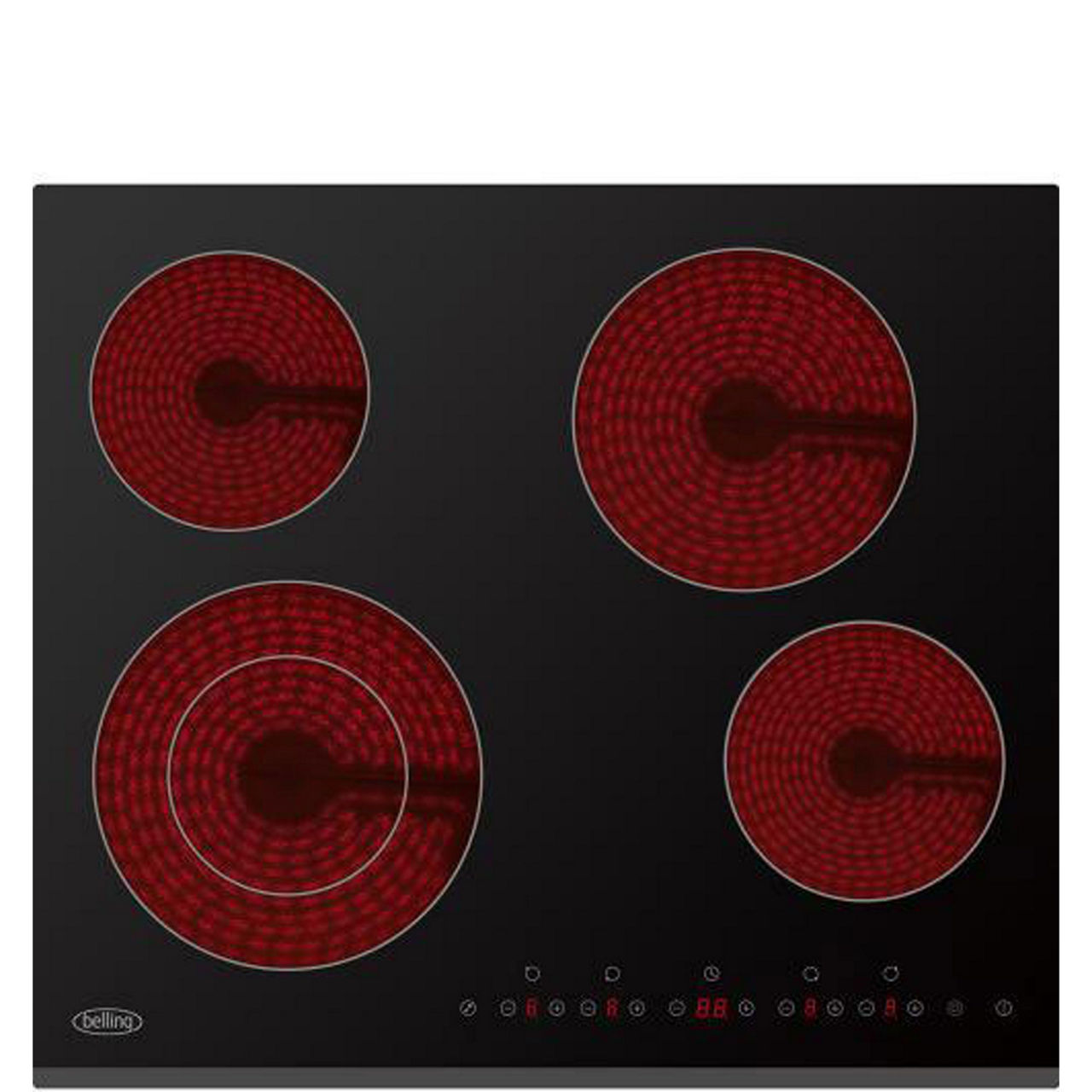 60cm Touch control 4 Ceramic Zones Black Glass Hob