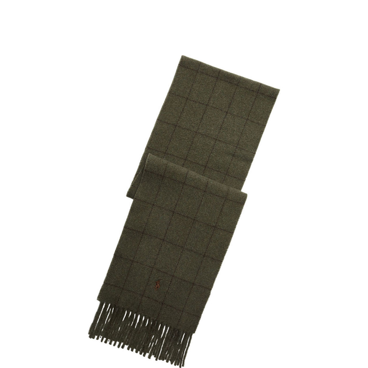 Polo Player Logo Check Fringed Scarf