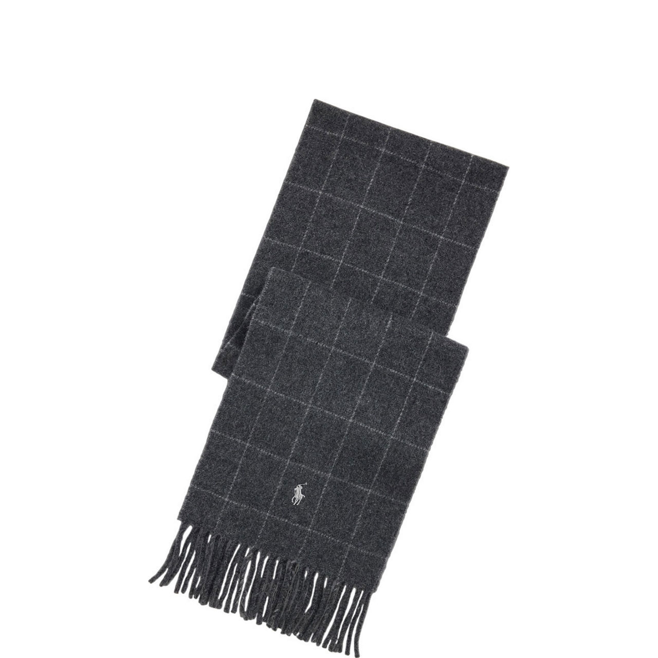 Polo Player Logo Check Fringed Scarf